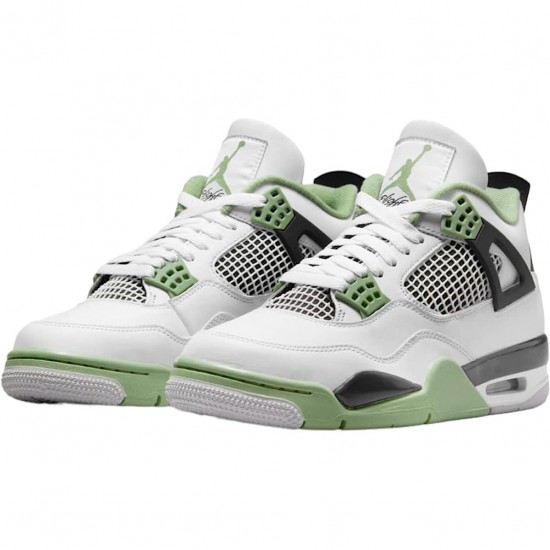 Jordan 4 Retro White Oil Green Dark Ash White/Seafoam/Dark Ash/Neutral Grey AQ9129-103