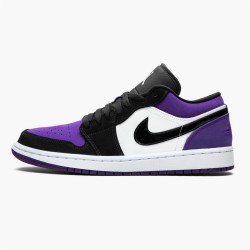 Jordan 1 Low Court Purple 553558-125 Hvid/Sort-Court Lilla Sko