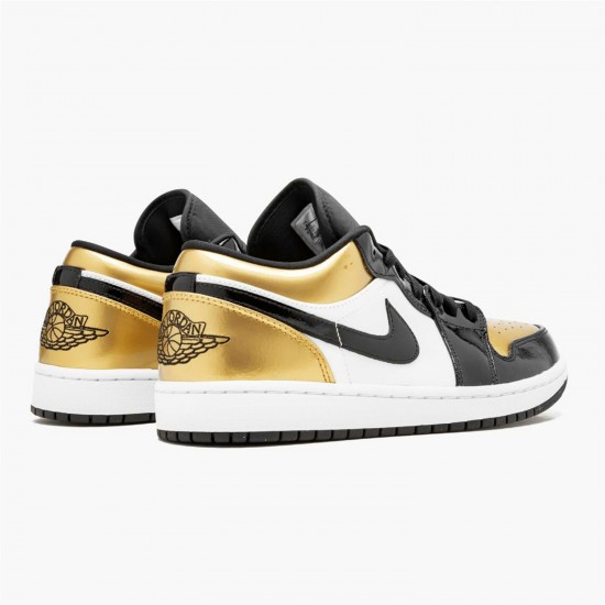 Jordan 1 Low Gold Toe CQ9447-700 Metallic Guld/Sort-Hvid Sko