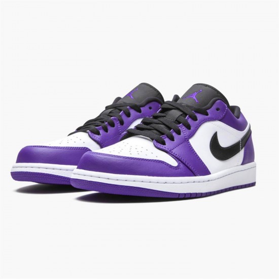 Jordan 1 Low Court Purple White 553558-500 Court Lilla/Sort-Hvid Sko