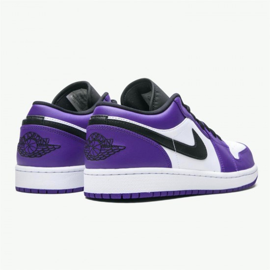 Jordan 1 Low Court Purple White 553558-500 Court Lilla/Sort-Hvid Sko