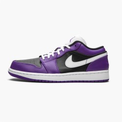 Jordan 1 Low Court Purple Black 553558-501 Court Lilla/Sort-Hvid Sko