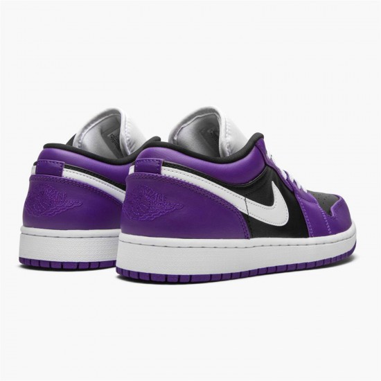 Jordan 1 Low Court Purple Black 553558-501 Court Lilla/Sort-Hvid Sko