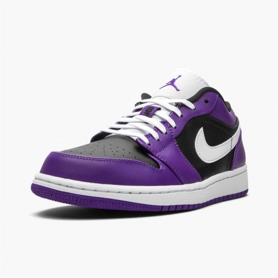 Jordan 1 Low Court Purple Black 553558-501 Court Lilla/Sort-Hvid Sko