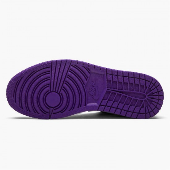 Jordan 1 Low Court Purple Black 553558-501 Court Lilla/Sort-Hvid Sko