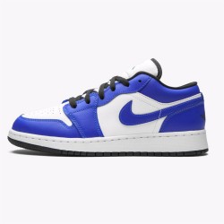 Jordan 1 Low Game Royal 553560-124 Hvid/Game Royal-Sort Sko