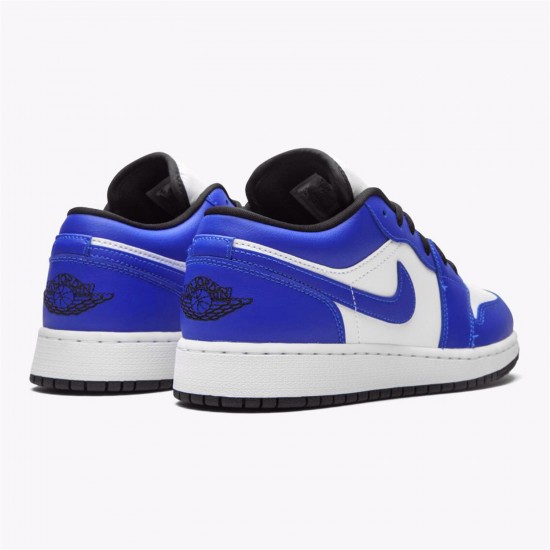 Jordan 1 Low Game Royal 553560-124 Hvid/Game Royal-Sort Sko