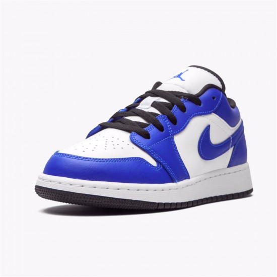 Jordan 1 Low Game Royal 553560-124 Hvid/Game Royal-Sort Sko