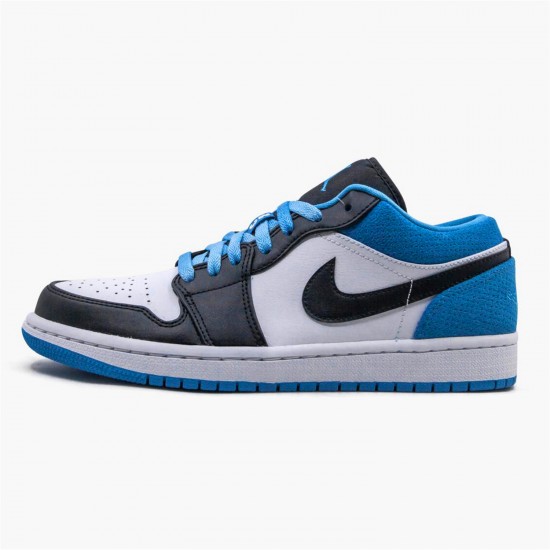 Jordan 1 Low Laser Blue CK3022-004 Sort/Sort-Laser Blå-Hvid Sko