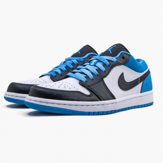 Jordan 1 Low Laser Blue CK3022-004 Sort/Sort-Laser Blå-Hvid Sko