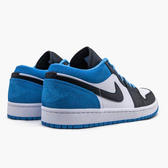 Jordan 1 Low Laser Blue CK3022-004 Sort/Sort-Laser Blå-Hvid Sko