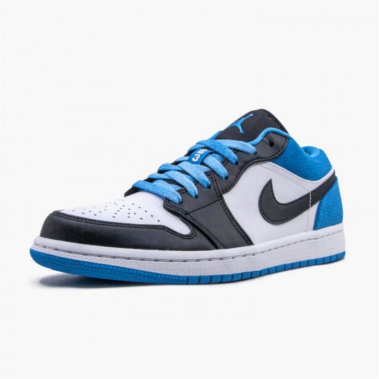 Jordan 1 Low Laser Blue CK3022-004 Sort/Sort-Laser Blå-Hvid Sko