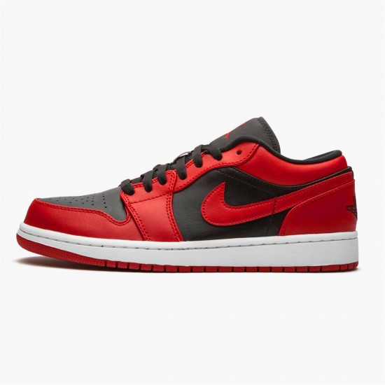 Jordan 1 Low Reverse Bred 553558-606 Gym Rød/Sort-Gym Rød-Hvid Sko