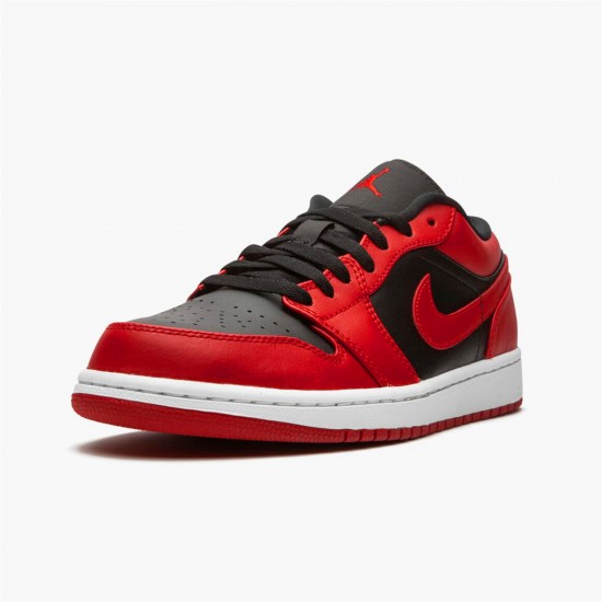 Jordan 1 Low Reverse Bred 553558-606 Gym Rød/Sort-Gym Rød-Hvid Sko