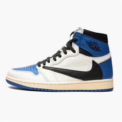 Jordan 1 High OG SP Fragment x Travis Scott DH3227-105 Sail/Sort-Military Blå-Shy Lyserød Sko