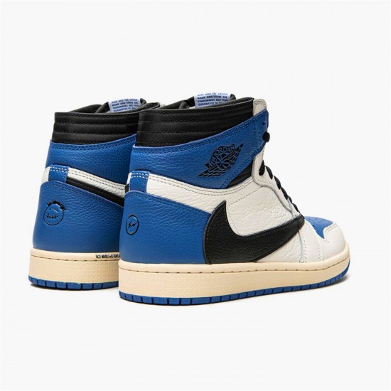 Jordan 1 High OG SP Fragment x Travis Scott DH3227-105 Sail/Sort-Military Blå-Shy Lyserød Sko