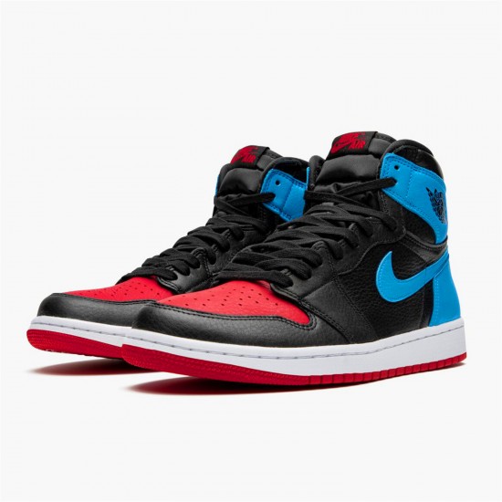 Jordan 1 Retro High NC to Chi Leather CD0461-046 Sort/Dark Powder Blå-Gym Rød Sko