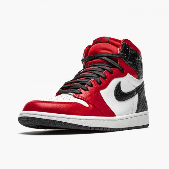 Jordan 1 Retro High Satin Snake Chicago CD0461-601 Gym Rød/Hvid-Sort Sko