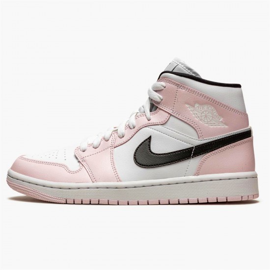 Jordan 1 Mid Barely Rose BQ6472-500 Light Violet/Sort-Hvid Sko