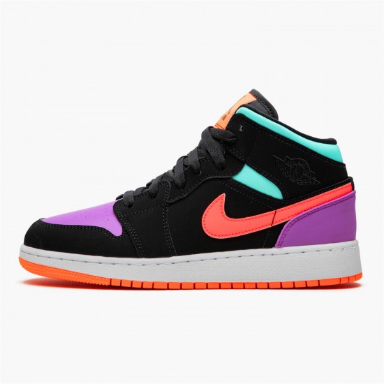 Jordan 1 Mid Multi-Color 554725-083 Sort/Multi-Color Sko