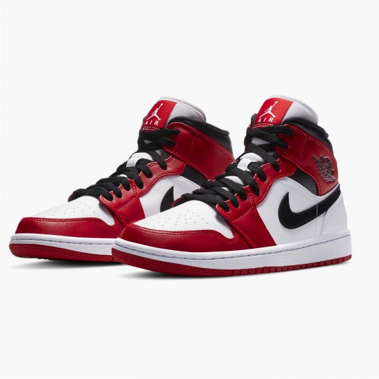 Jordan 1 Mid Chicago (2020) 554724-173 Hvid/Gym Rød-Sort Sko