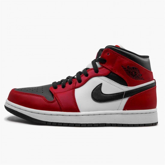 Jordan 1 Mid Chicago Toe 554724-069 Sort/Gym Rød-Hvid Sko