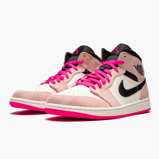 Jordan 1 Mid Crimson Tint 852542-801 Crimson Tint/Hyper Lyserød-Sort-Sail Sko