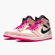 Jordan 1 Mid Crimson Tint 852542-801 Crimson Tint/Hyper Lyserød-Sort-Sail Sko