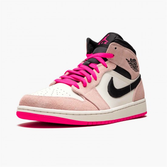 Jordan 1 Mid Crimson Tint 852542-801 Crimson Tint/Hyper Lyserød-Sort-Sail Sko