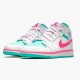 Jordan 1 Mid White Pink Green Soar 555112-102 Hvid/Digital Lyserød-Aurora Grøn-Soar Sko