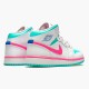 Jordan 1 Mid White Pink Green Soar 555112-102 Hvid/Digital Lyserød-Aurora Grøn-Soar Sko