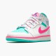 Jordan 1 Mid White Pink Green Soar 555112-102 Hvid/Digital Lyserød-Aurora Grøn-Soar Sko