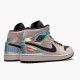 Jordan 1 Mid Dirty Powder Iridescent BQ6472-602 Barely Rose/Sort-Sort-Multi-Color Sko