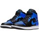 Jordan 1 Mid Hyper Royal Tumbled Leather 554724-077 Sort/Hyper Royal-Hvid Sko