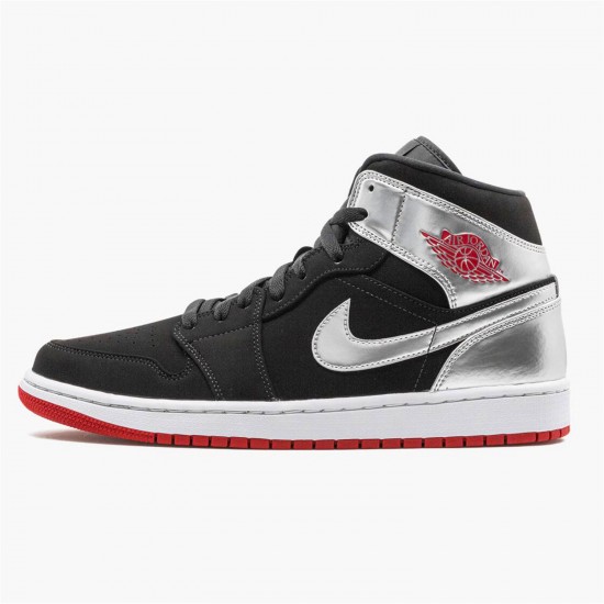 Jordan 1 Mid Johnny Kilroy 554724-057 Sort/Gym Rød-Metallic Sølv Sko