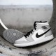 Jordan 1 Mid Light Smoke Grey 554724-092 Light Smoke Grå/Sort-Hvid Sko