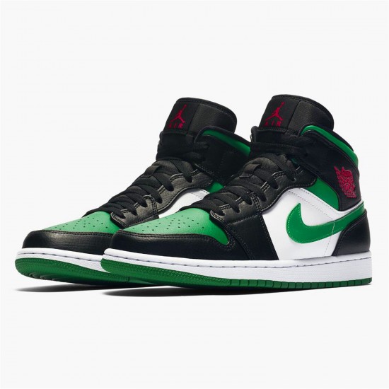 Jordan 1 Mid Green Toe 554724-067 Sort/Gym Rød-Hvid-Pine Grøn Sko