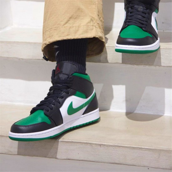 Jordan 1 Mid Green Toe 554724-067 Sort/Gym Rød-Hvid-Pine Grøn Sko