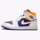 Jordan 1 Mid Royal Blue Laser Orange 554724-131 Hvid/Deep Royal Blå-Track Rød-Laser Orange Sko