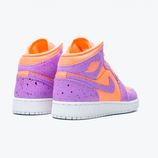 Jordan 1 Mid SE GS Atomic Pulse AV5174-800 Orange Pulse/Atomic Violet/Laser Crimson/Voltage Lilla/Hvid Sko