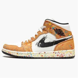 Jordan 1 Mid SE Brushstroke DA8005-100 Sail/Sort-Cider-Chile Rød Sko