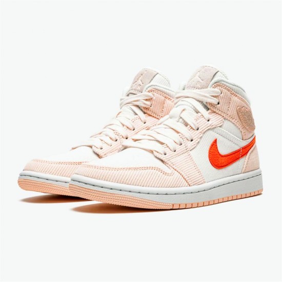 Jordan 1 Mid SE Corduroy Sail DA8009-108 Sail/Orange Quartz-Hvid-Orange Sko