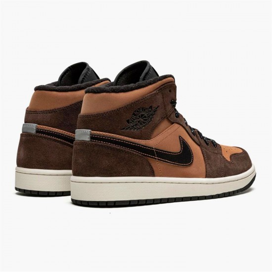 Jordan 1 Mid SE Dark Chocolate DC7294-200 Dark Chocolate/Archaeo Brun/Sort/Crimson Bliss Sko