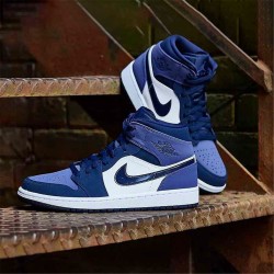 Jordan 1 Mid Obsidian Sanded Purple 554724-445 Obsidian/Sanded Lilla-Hvid Sko