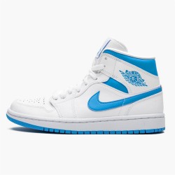 Jordan 1 Mid UNC BQ6472-114 Hvid/Dark Powder Blå-Hvid Sko