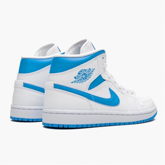 Jordan 1 Mid UNC BQ6472-114 Hvid/Dark Powder Blå-Hvid Sko