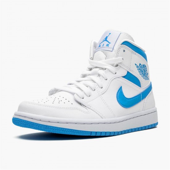 Jordan 1 Mid UNC BQ6472-114 Hvid/Dark Powder Blå-Hvid Sko