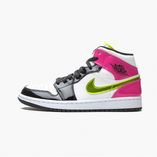 Jordan 1 Mid White Black Cyber Pink CZ9834-100 Hvid/Sort-Cyber-Lyserød Sko