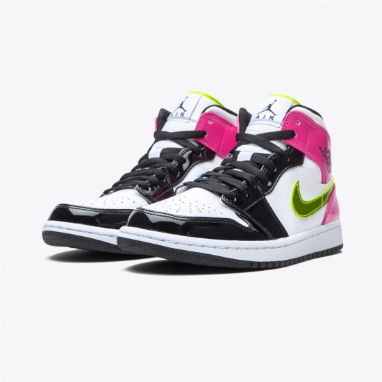 Jordan 1 Mid White Black Cyber Pink CZ9834-100 Hvid/Sort-Cyber-Lyserød Sko