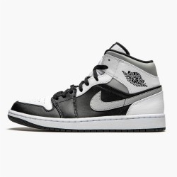 Jordan 1 Mid White Shadow 554724-073 Sort/Medium Grå-Hvid Sko